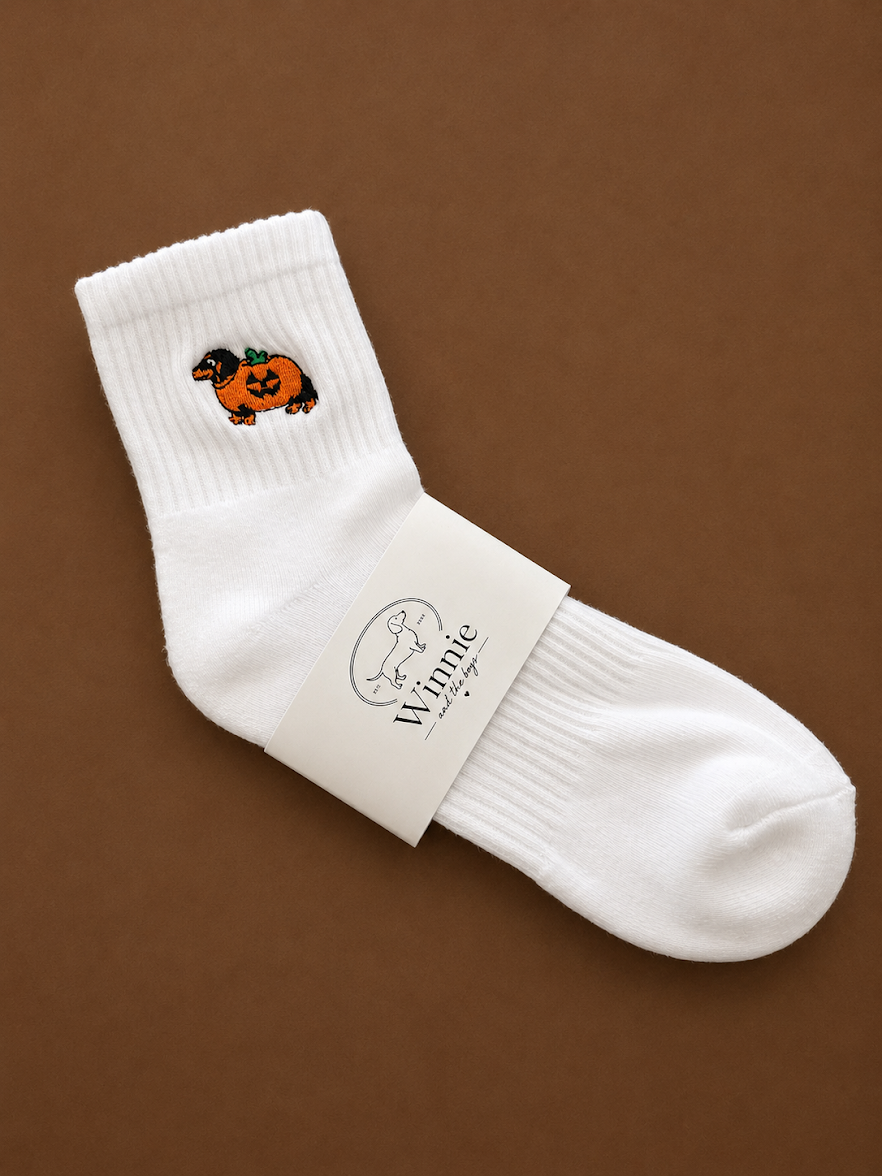 The Halloweenie Pumpkin Socks