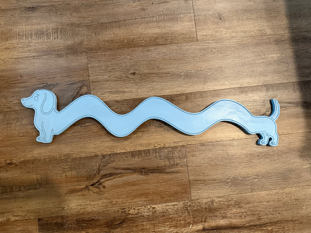 Squiggly weenie hanger for leashes, hat and accessories (two sizes available)